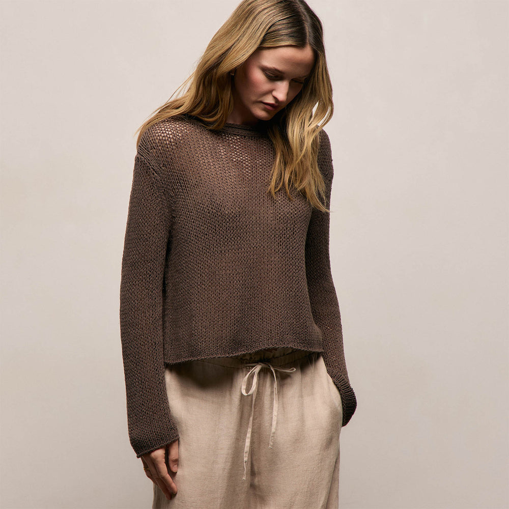 Cotton Linen Pullover Sweater - Storm