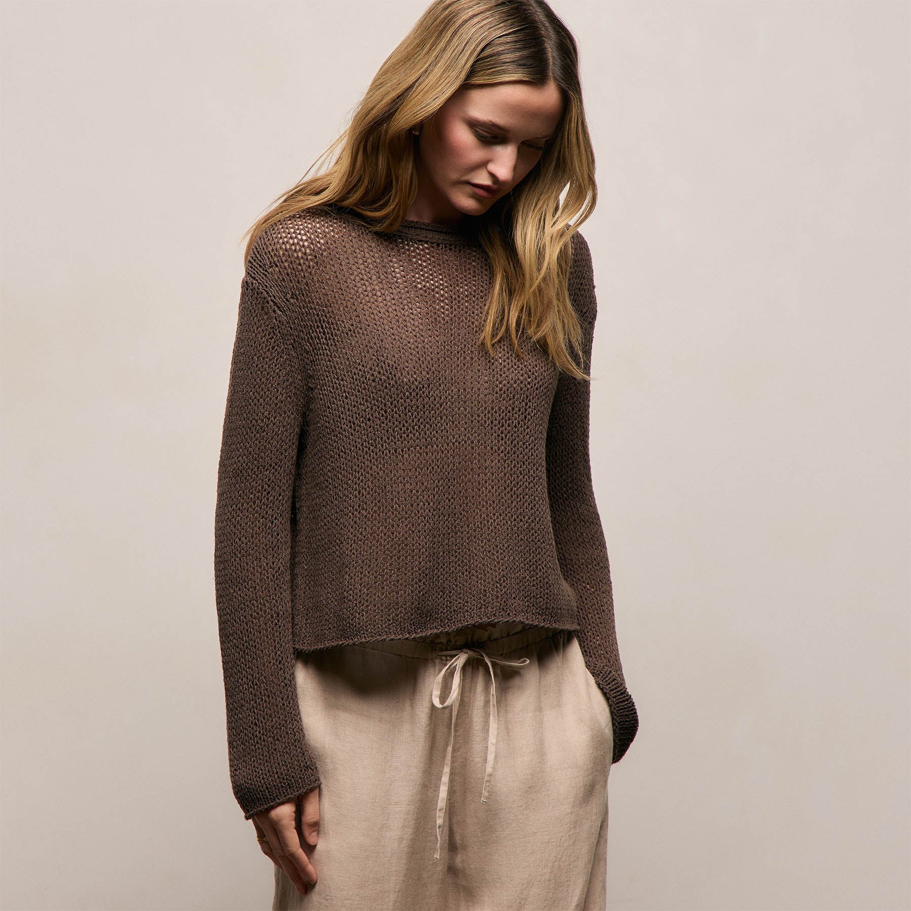 Cotton Linen Pullover Sweater - Storm