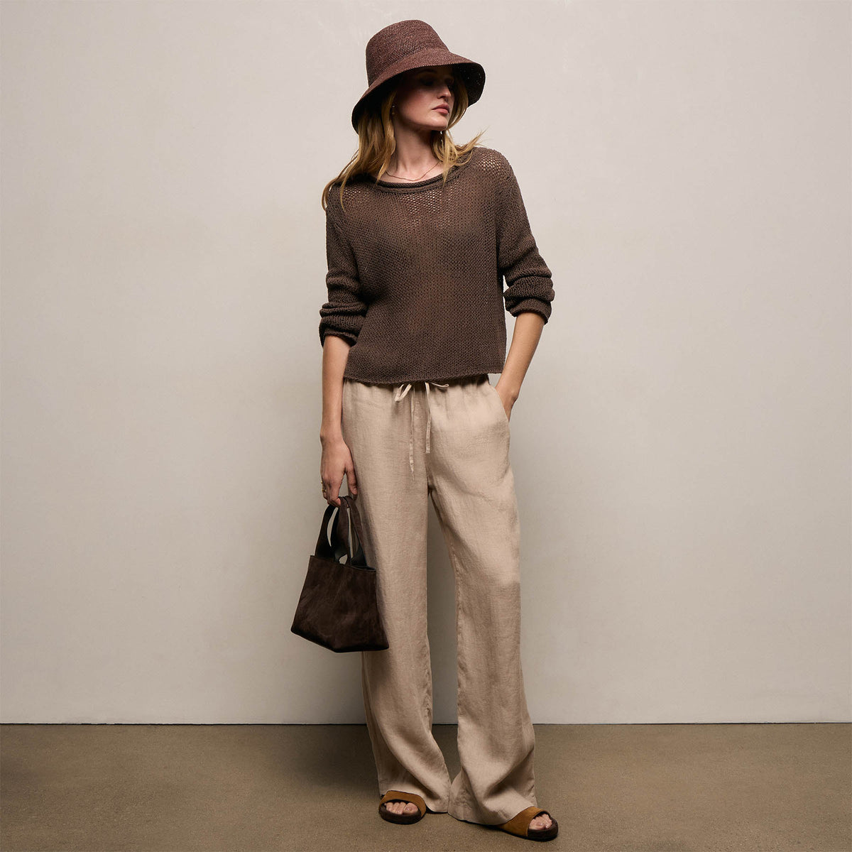 Cotton Linen Pullover Sweater - Storm