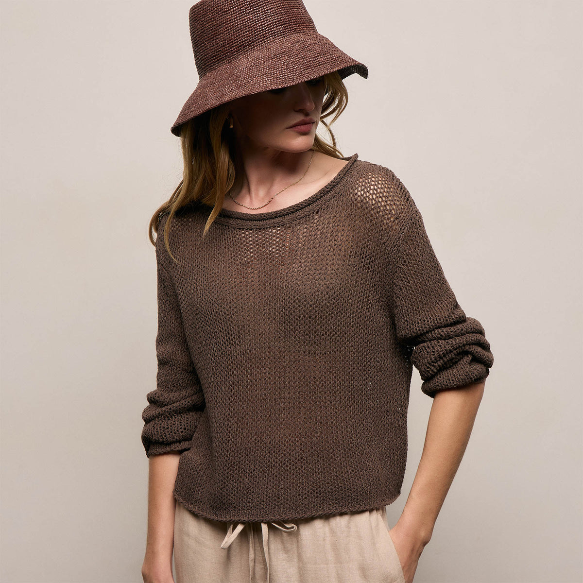 Cotton Linen Pullover Sweater - Storm
