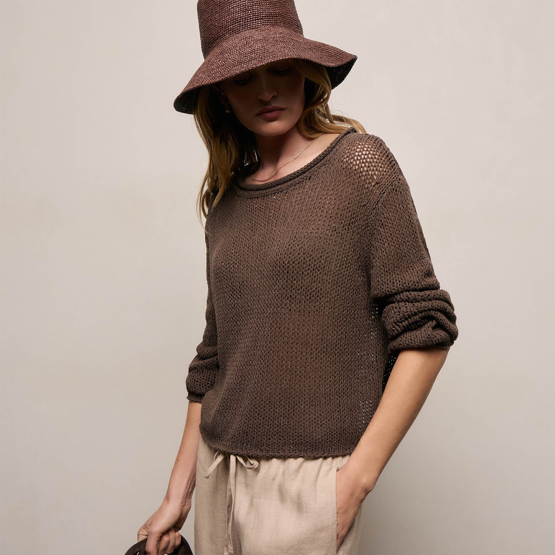 Cotton Linen Pullover Sweater - Storm