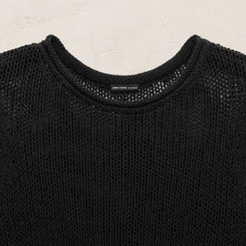 Cotton Linen Open Knit Tunic with Fringe in Black | James Perse Los Angeles