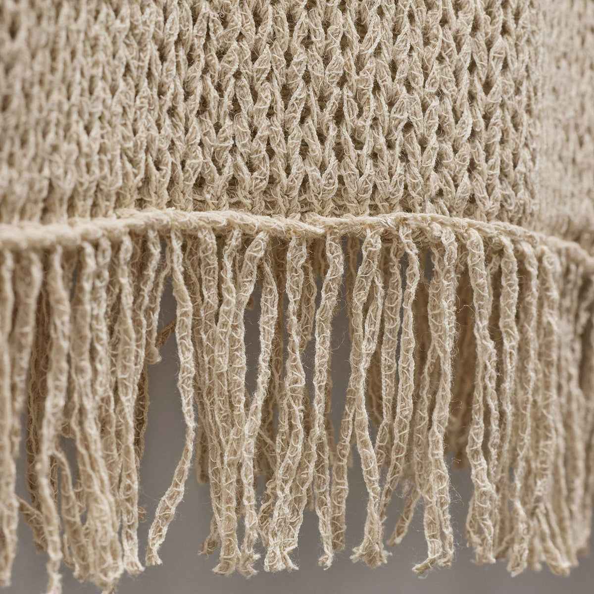Cotton Linen Open Knit Tunic with Fringe in Natural | James Perse Los Angeles