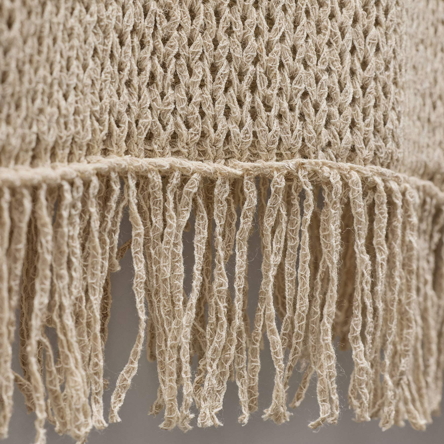 Cotton Linen Open Knit Tunic with Fringe in Natural | James Perse Los Angeles