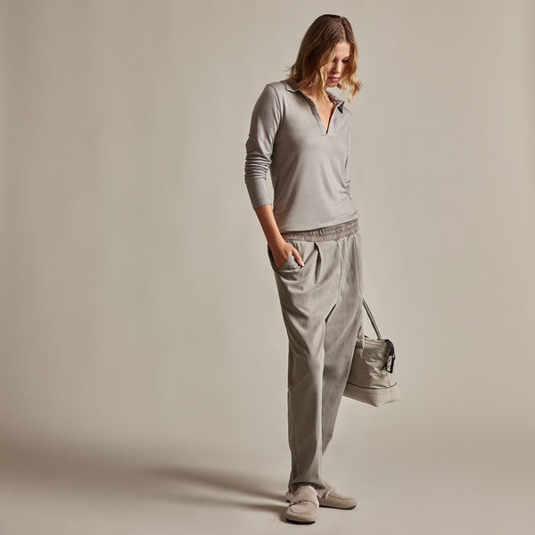 Tencel Cashmere Open Polo in Dapple | James Perse Los Angeles