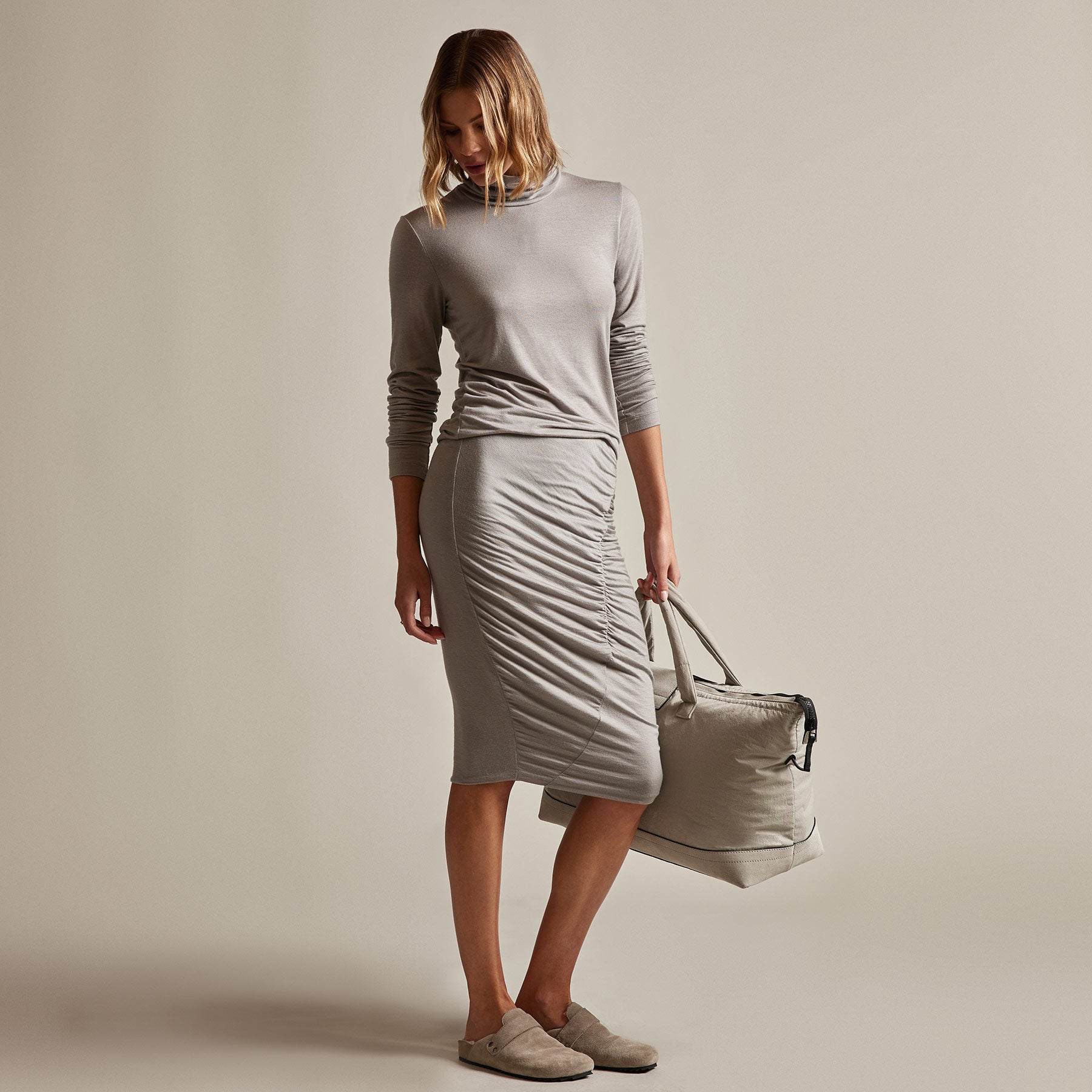 Tencel Cashmere Ruched Skirt in Dapple | James Perse Los Angeles
