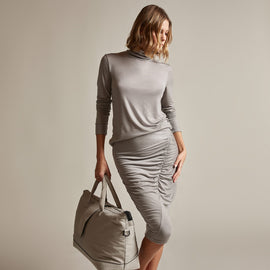 Tencel Cashmere Ruched Skirt in Dapple | James Perse Los Angeles