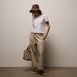 Fine Cotton Twill Crop Pant in Light Khaki | James Perse Los Angeles