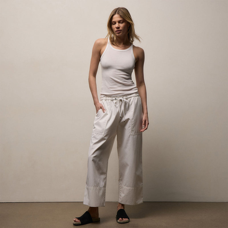 Fine Cotton Twill Crop Pant in White | James Perse Los Angeles