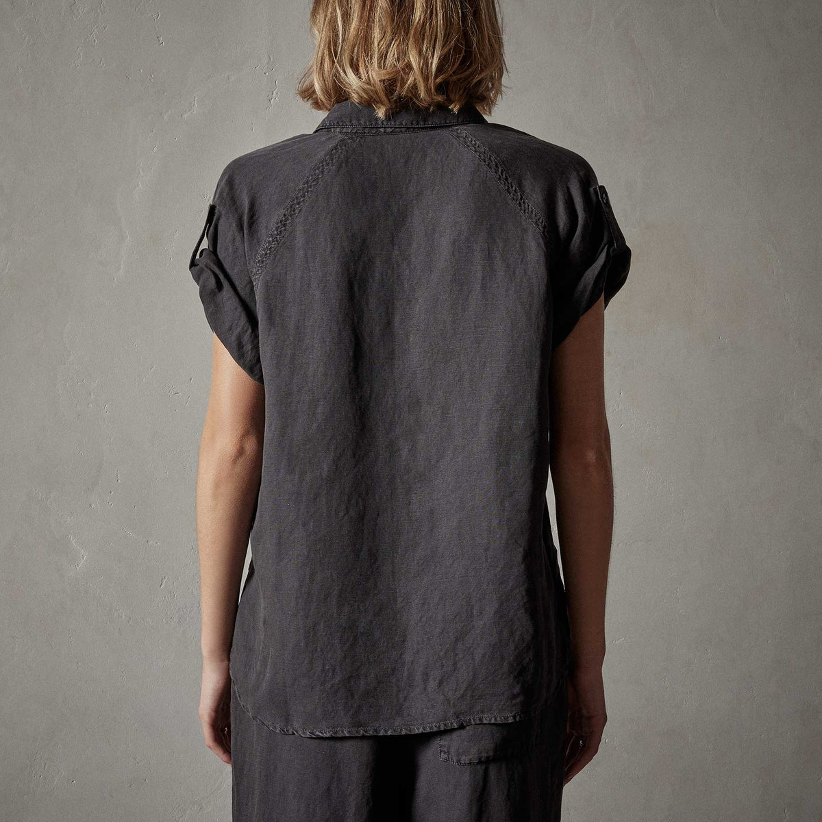 Cortez Linen Shirt  in Magma Pigment | James Perse Los Angeles