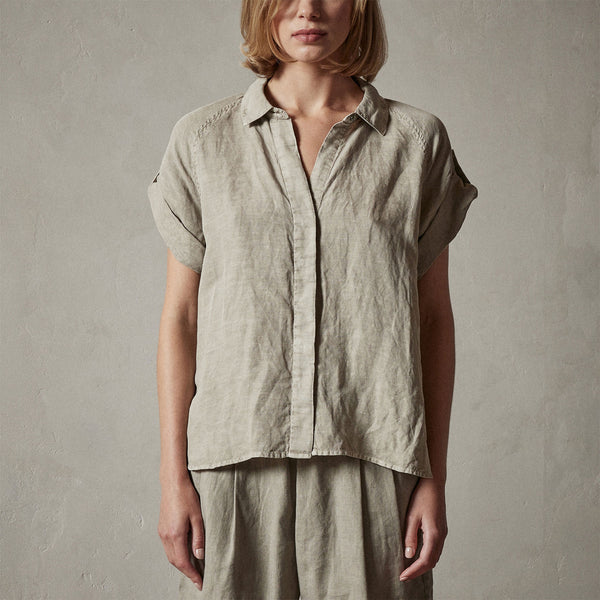 Cortez Linen Shirt in Mineral Pigment | James Perse Los Angeles