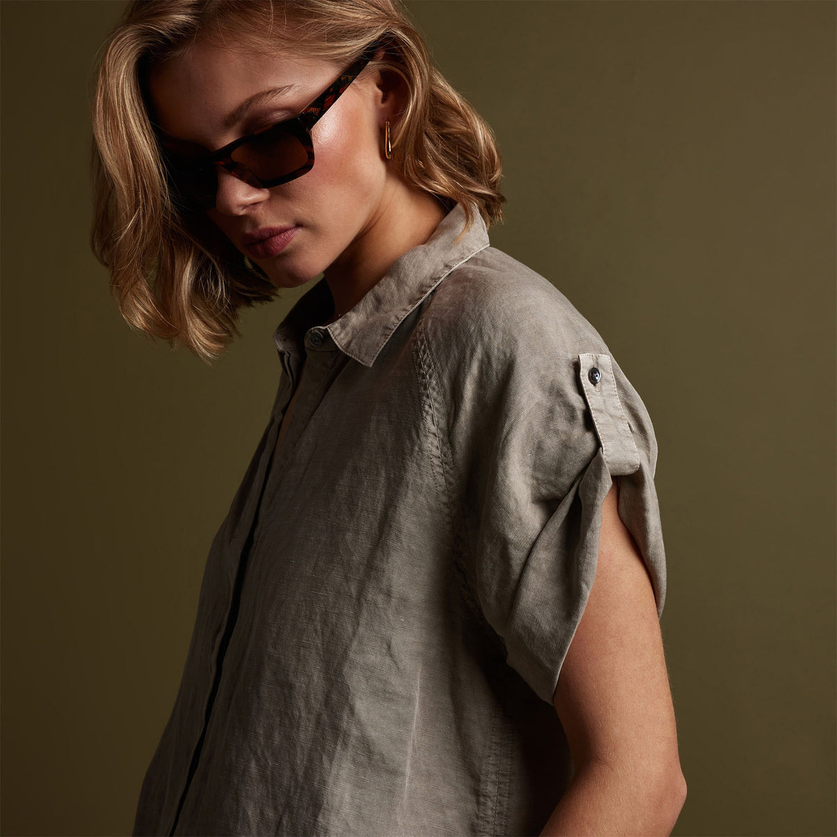 Cortez Linen Shirt in Mineral Pigment | James Perse Los Angeles