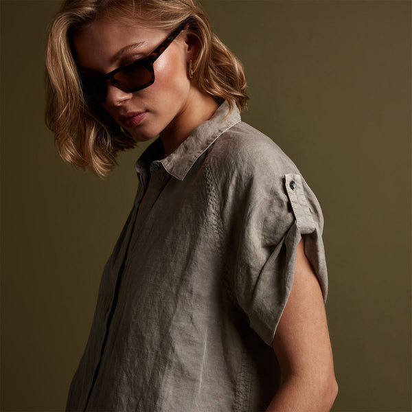 Cortez Linen Shirt in Mineral Pigment | James Perse Los Angeles