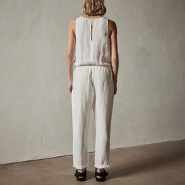 Sleeveless Linen Blend Jumpsuit in Everest White Pigment | James Perse Los Angeles