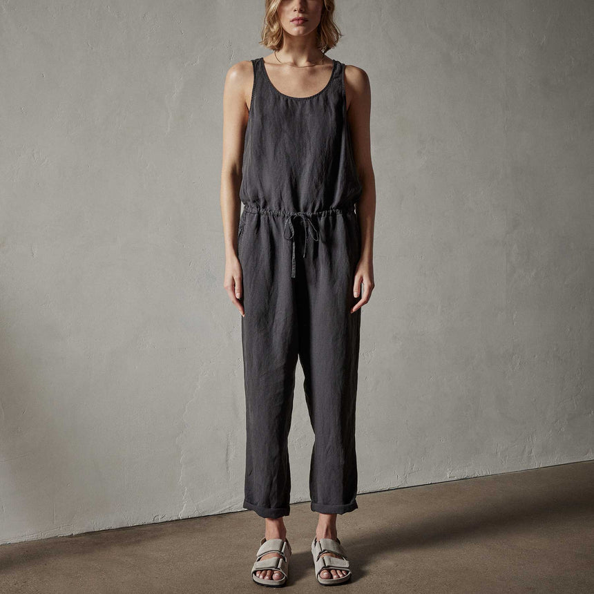 Sleeveless Linen Blend Jumpsuit in Magma Pigment | James Perse Los Angeles