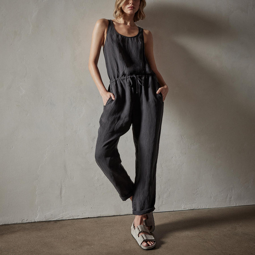 Sleeveless Linen Blend Jumpsuit in Magma Pigment | James Perse Los Angeles