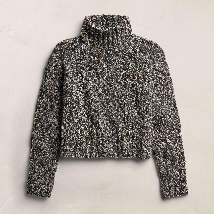 Mock Neck Chunky Sweater - Black White Mouline | James Perse Los Angeles