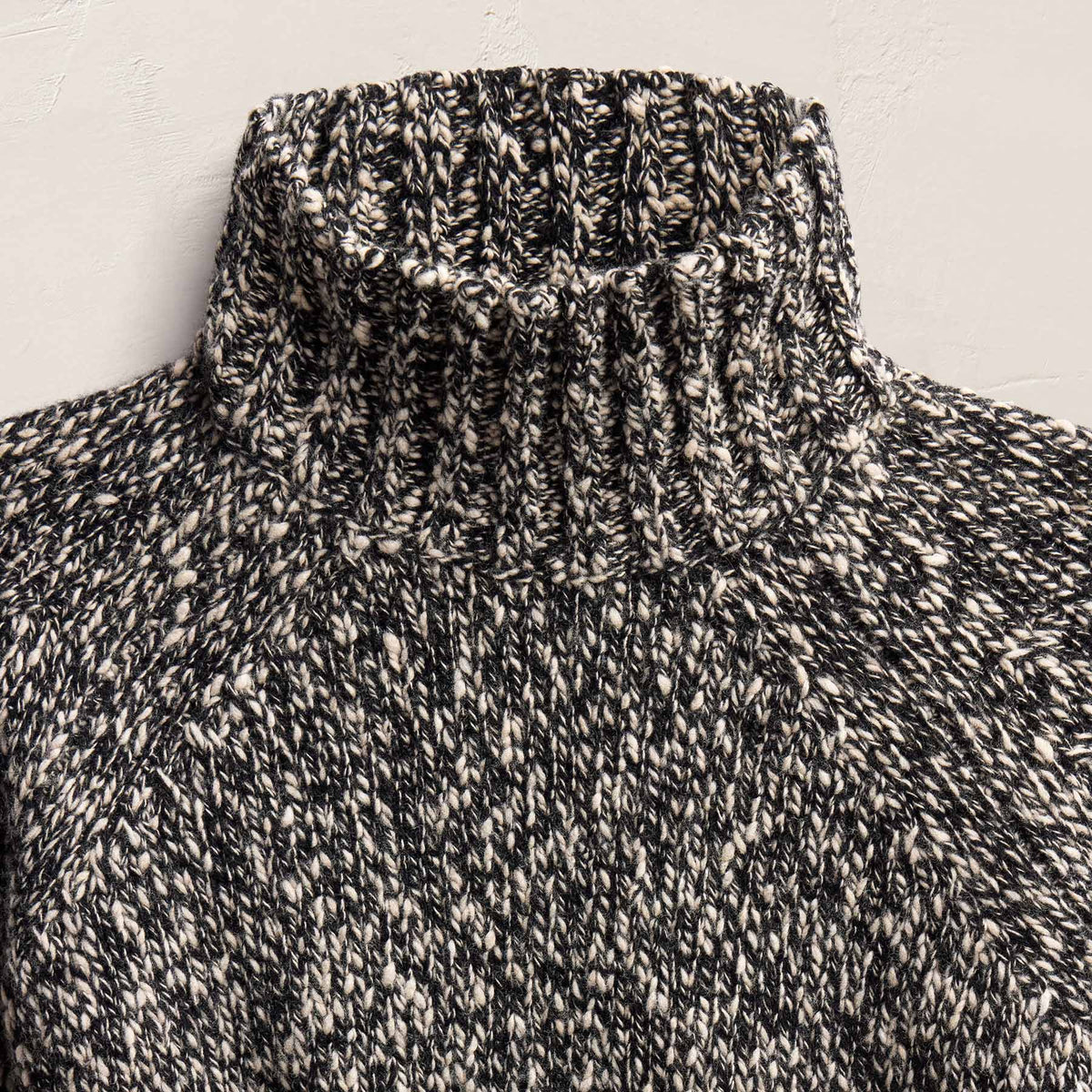 Mock Neck Chunky Sweater - Black White Mouline | James Perse Los Angeles