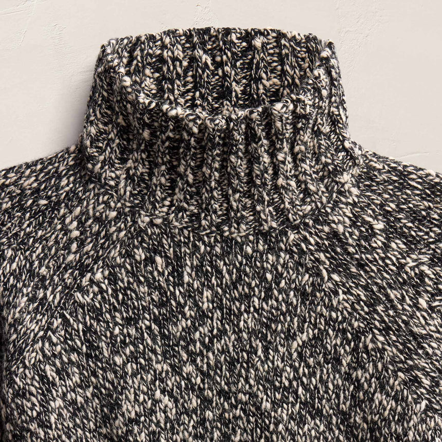 Mock Neck Chunky Sweater - Black White Mouline | James Perse Los Angeles