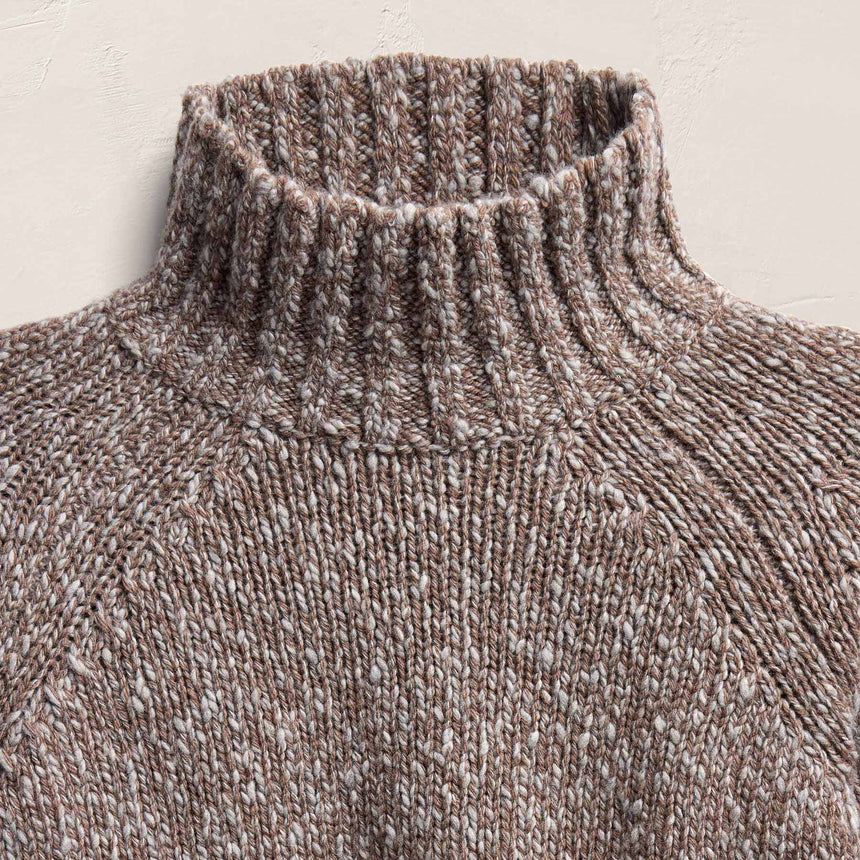 Mock Neck Chunky Sweater - Tan White Mouline | James Perse Los Angeles