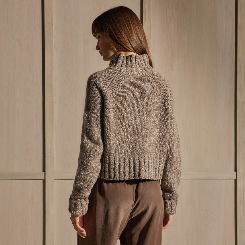Mock Neck Chunky Sweater - Tan White Mouline | James Perse Los Angeles