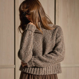 Mock Neck Chunky Sweater - Tan White Mouline | James Perse Los Angeles