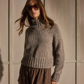 Mock Neck Chunky Sweater - Tan White Mouline | James Perse Los Angeles