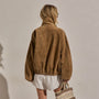 Suede Funnel Neck Jacket in Dark Sand | James Perse Los Angeles