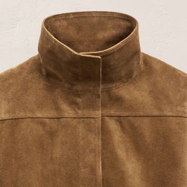 Suede Funnel Neck Jacket in Dark Sand | James Perse Los Angeles
