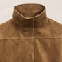 Suede Funnel Neck Jacket in Dark Sand | James Perse Los Angeles