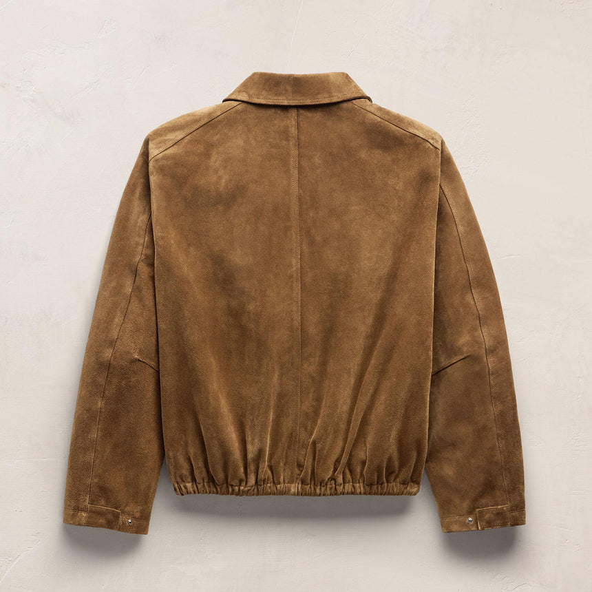Suede Funnel Neck Jacket in Dark Sand | James Perse Los Angeles