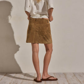 Suede Mini Skirt in Dark Sand | James Perse Los Angeles