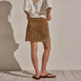 Suede Mini Skirt in Dark Sand | James Perse Los Angeles