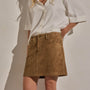 Suede Mini Skirt in Dark Sand | James Perse Los Angeles