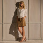 Suede Mini Skirt - Dark Sand | James Perse Los Angeles