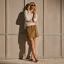 Suede Mini Skirt - Dark Sand | James Perse Los Angeles