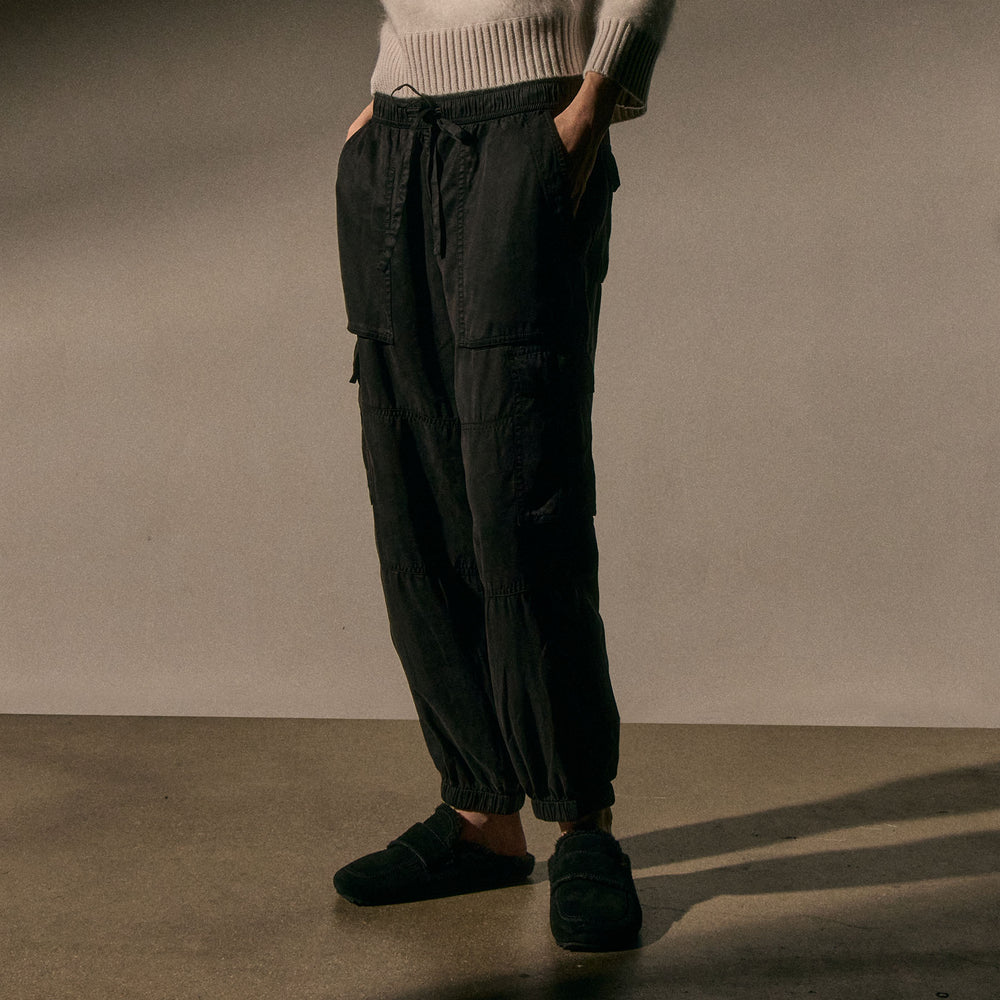 Women's Suede Shearling Loafer in Black/Black | James Perse Los Angeles