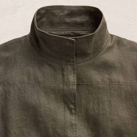 Linen Funnel Neck Jacket in Army Green | James Perse Los Angeles