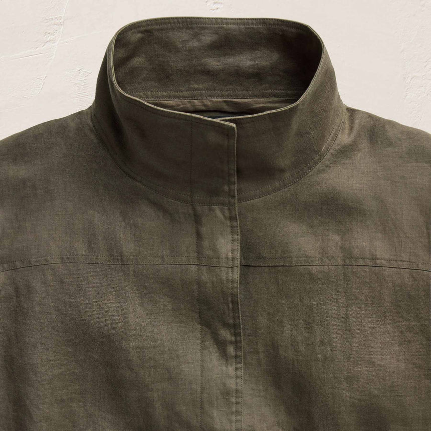 Linen Funnel Neck Jacket in Army Green | James Perse Los Angeles