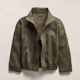 Linen Funnel Neck Jacket in Army Green | James Perse Los Angeles