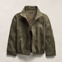 Linen Funnel Neck Jacket in Army Green | James Perse Los Angeles