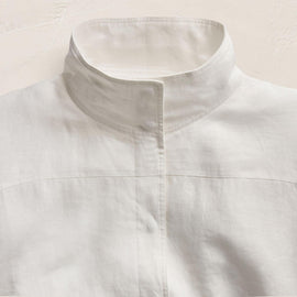 Linen Funnel Neck Jacket - White