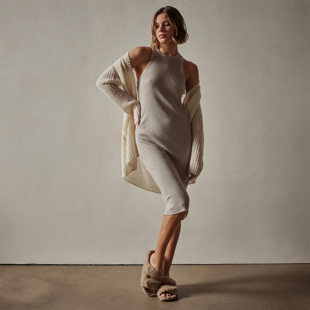 Cotton Cashmere Tank Dress in Toast | James Perse Los Angeles