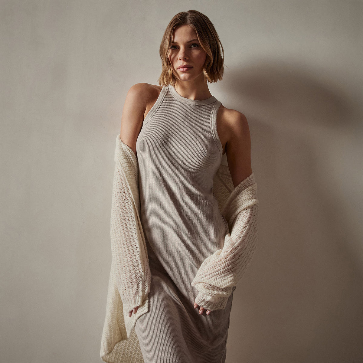 Cotton Cashmere Tank Dress in Toast | James Perse Los Angeles