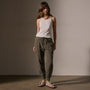 Linen Mixed Media Pant in Army Green | James Perse Los Angeles