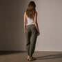 Linen Mixed Media Pant in Army Green | James Perse Los Angeles