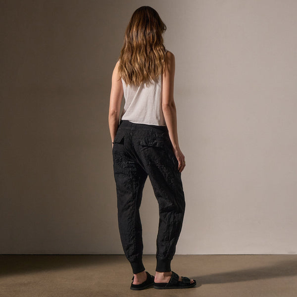 Linen Mixed Media Pant in Black | James Perse Los Angeles