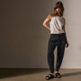 Linen Mixed Media Pant in Black | James Perse Los Angeles