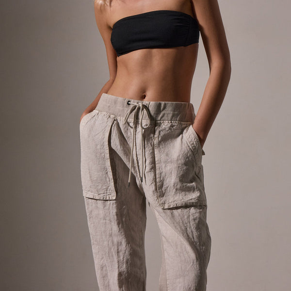 Linen Mixed Media Pant in Salt Pigment | James Perse Los Angeles