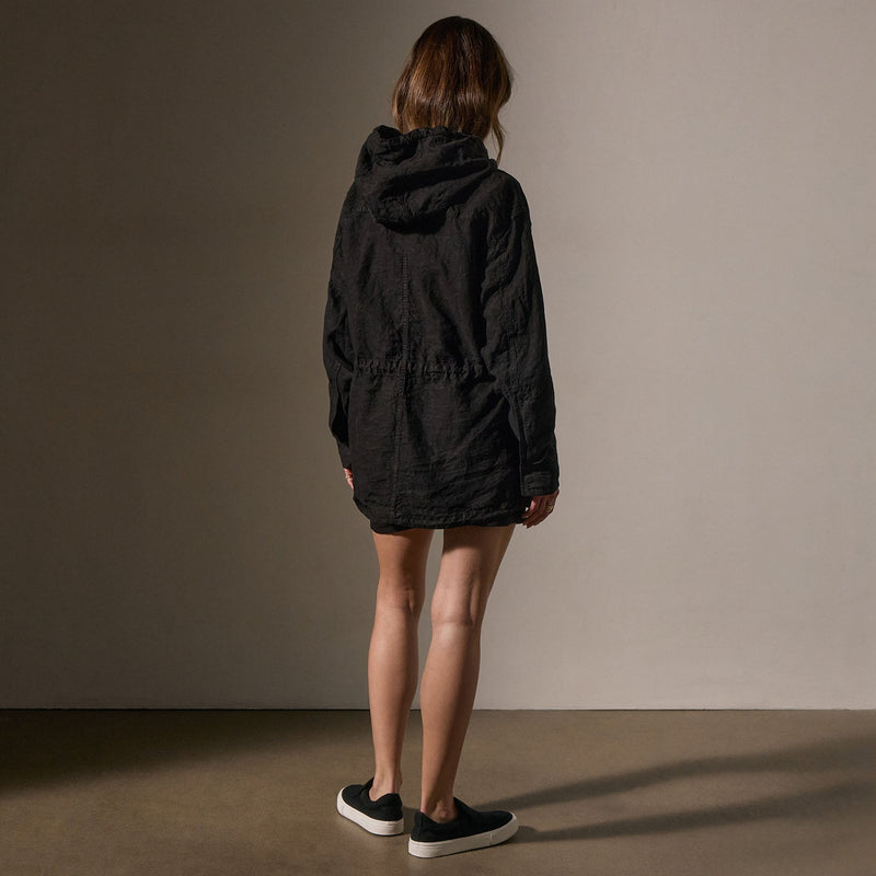Linen Parka in Black | James Perse Los Angeles